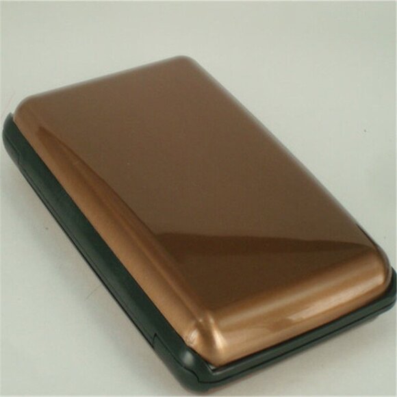 Brown - Metal Wallet Credit Card Holder, Women Men Aluminum RFID, Hard Case - Picture 1 of 5